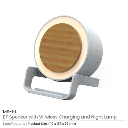 BT Speakers with 10W Wireless Charging & Night Lamp
