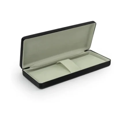 Black Pen Box in PU Leather with Soft Velvet Interior for Personalized Gifting