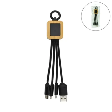 Bamboo Light Up Logo Multi-Charging Cables Type C