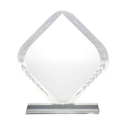 Rhombus Shaped Crystal Awards with Engraved Design & Box