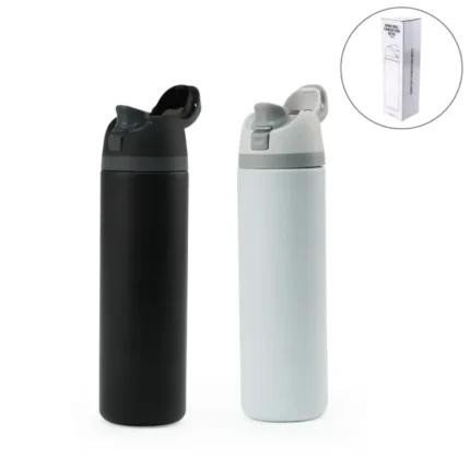 SS Bottles with Straw & Push Button Lid – Double-Wall Vacuum, 1Liter