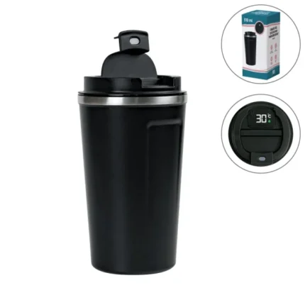 LED Temperature Display Black Tumblers Stainless Steel 510ml